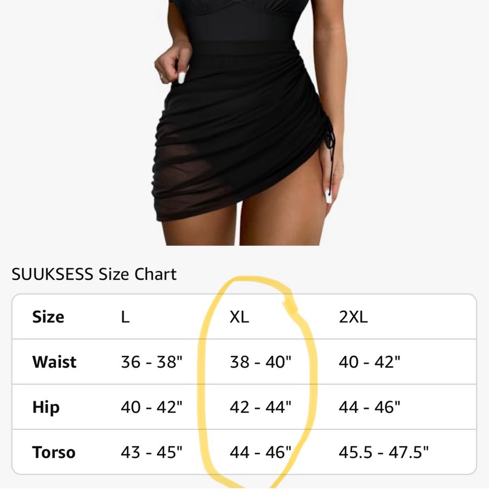 Black Mesh Swimsuit with Ruched Skirt - Picture 6 of 7